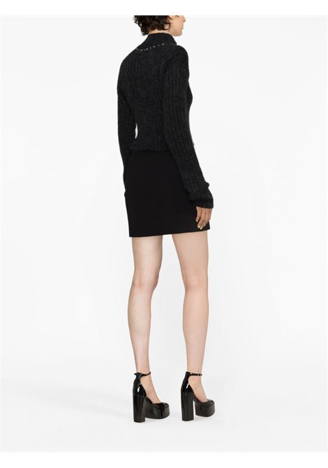 Black embellished ribbed-knit cardigan - women ALESSANDRA RICH | FAB3485K40588062